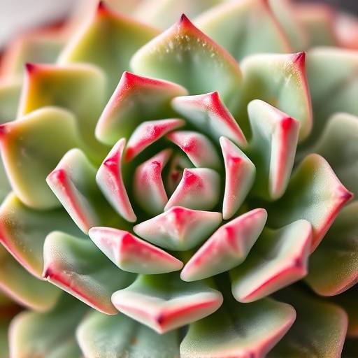 Close-up de uma suculenta Echeveria elegans com suas rosetas compactas e tons de verde e rosa.