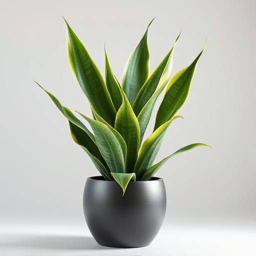 Espada de São Jorge (Sansevieria trifasciata) em um vaso moderno.