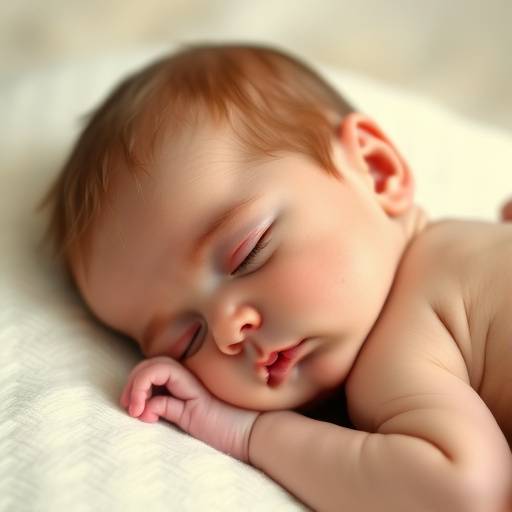 Foto de um bebê recém-nascido dormindo tranquilamente.