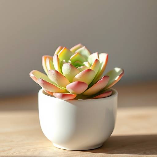 Suculenta Echeveria elegans em um vaso de cerâmica branca.